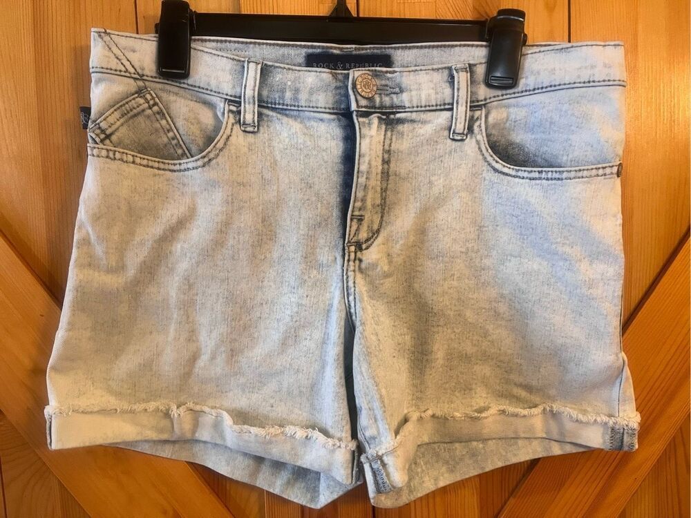 Rock & Republic Shorts Womens 12 Cut off High Rise Denim Blue Bumper Shoot (1188